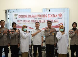Tentang : Peringatan Hut Humas Polri ke-72 Tahun 2023, Polres Bintan Laksanakan Donor Darah